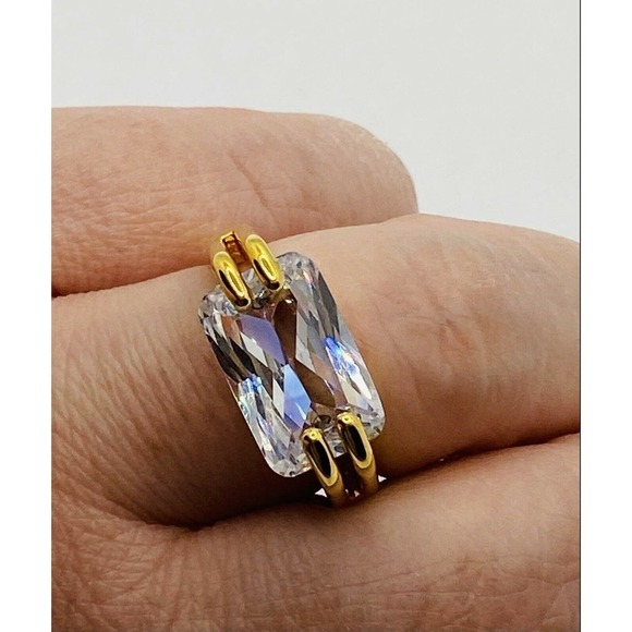 Estate RSC Ring Cubic Zirconium Art Deco Geometric Bling R.S. Covenant Size 7.5 - Picture 4 of 9